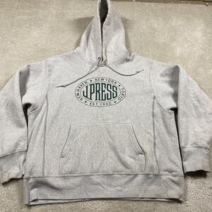 J. Press Hoodie Sweatshirt Mens 2XL Gray Seal Logo Pullover Made USA Heavyweight